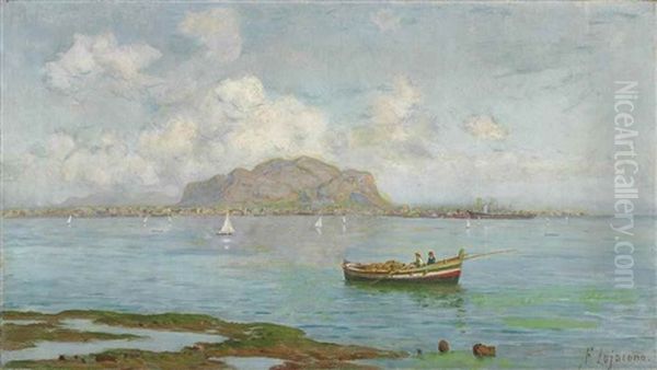 The Bay Of Palermo, Monte Pellegrino Beyond Oil Painting by Francesco (Luigi) Lojacono