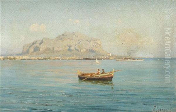 The Bay Of Palermo, With The Mount Pellegrino In The Distance Oil Painting by Francesco (Luigi) Lojacono