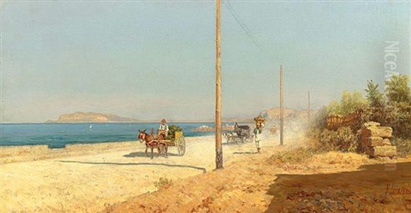 Going To Market Oil Painting by Francesco (Luigi) Lojacono