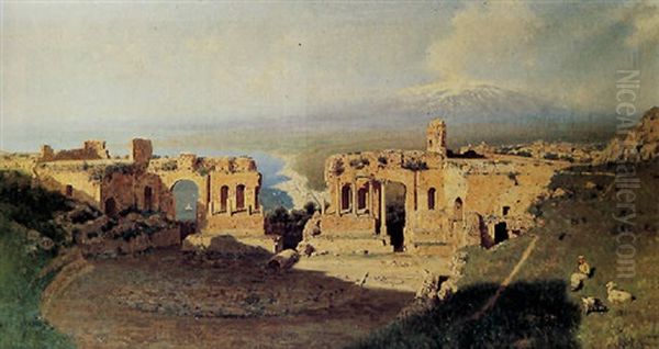 Teatro Greco Di Taormina Oil Painting by Francesco (Luigi) Lojacono