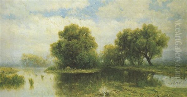 Palude Oil Painting by Francesco (Luigi) Lojacono