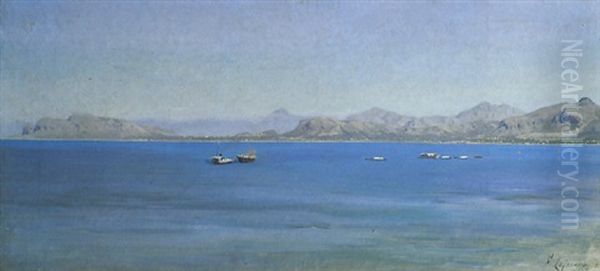 Veduta Marina Oil Painting by Francesco (Luigi) Lojacono