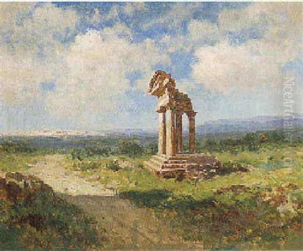 La Valle Dei Templi Ad Agrigento Oil Painting by Francesco (Luigi) Lojacono