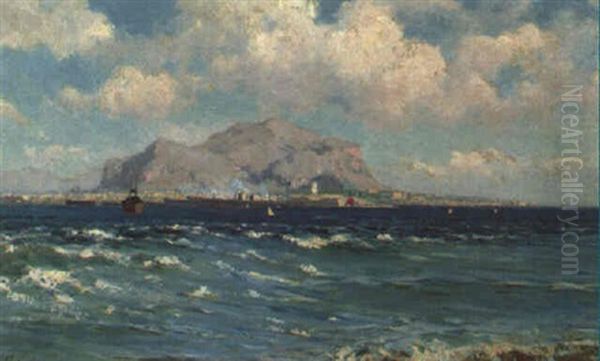 Palermo Dal Mare Oil Painting by Francesco (Luigi) Lojacono