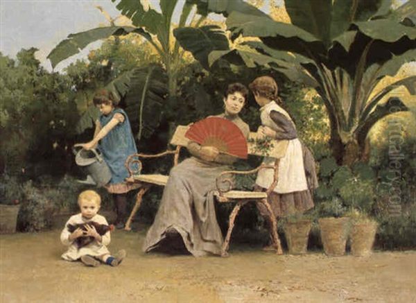 In Giardino Oil Painting by Francesco (Luigi) Lojacono