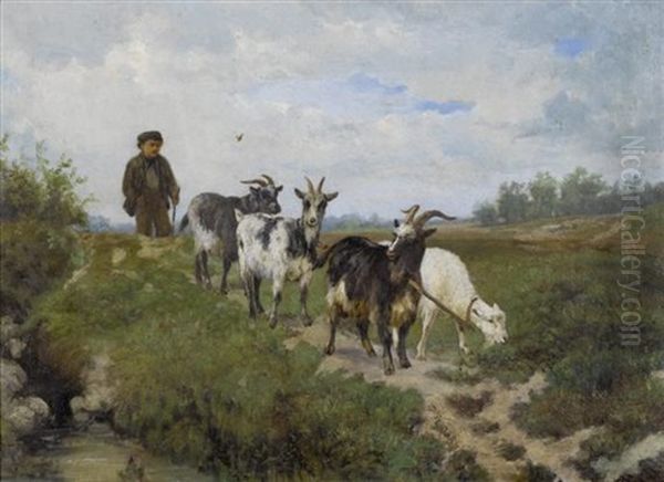 Hirte Mit Ziegen Oil Painting by Dirk Van Lokhorst