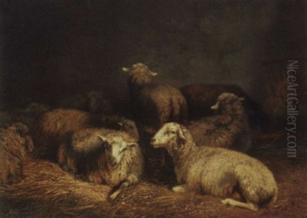 In The Sheep Pen Oil Painting by Dirk Van Lokhorst