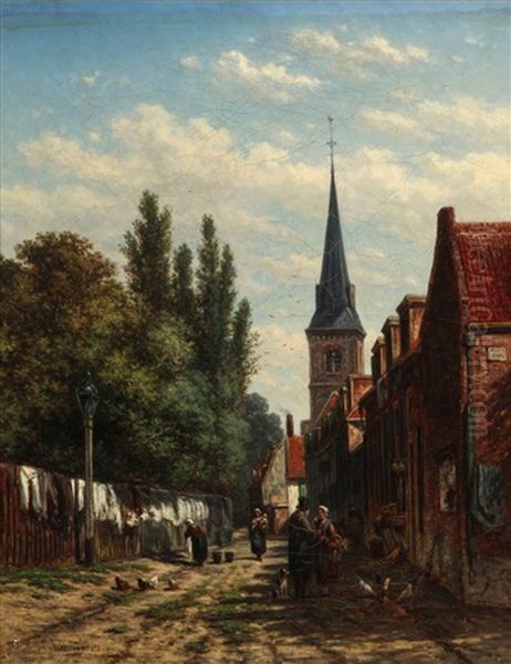 Roosendaal Street View Oil Painting by Jan van Lokhorst