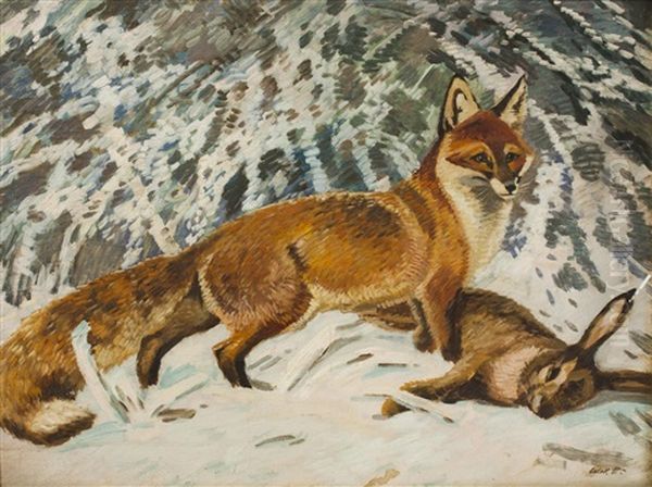 Fuchs Mit Beute Oil Painting by Stanislav Lolek