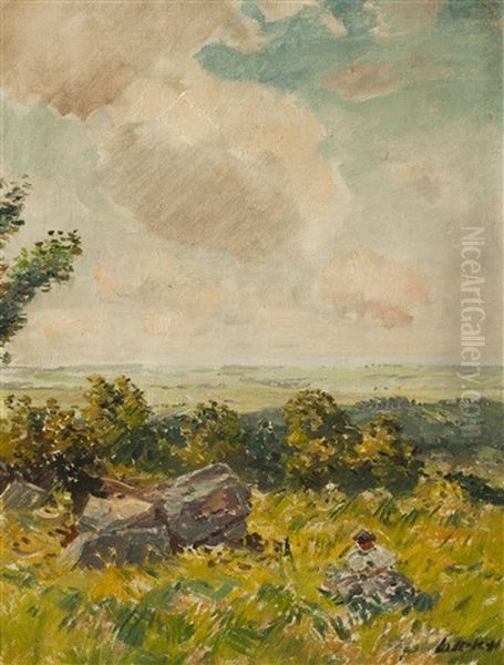 Landschaft Mit Rastender Figur Oil Painting by Stanislav Lolek