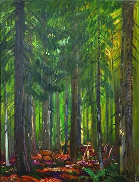 From The Deer Rut Oil Painting by Stanislav Lolek