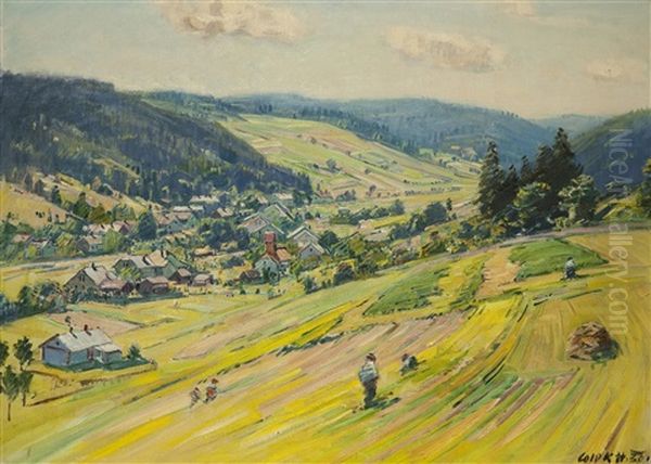 Dorf Im Vorgebirge Oil Painting by Stanislav Lolek