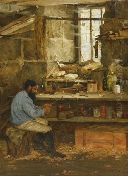 The Fisherman's Workshop Oil Painting by John Arthur Lomax