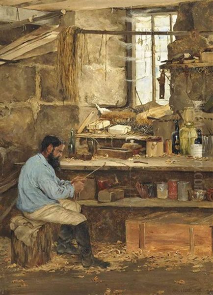 The Fisherman's Workshop Oil Painting by John Arthur Lomax