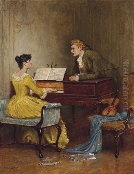 A Musical Interlude Oil Painting by John Arthur Lomax