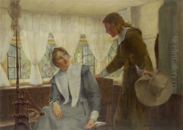 The Puritans Wooing Oil Painting by John Arthur Lomax