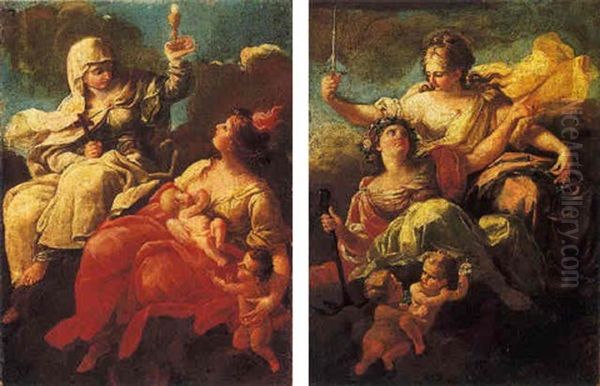 Allegoria Della Fede E Della Carita Oil Painting by Giovanni Domenico Lombardi