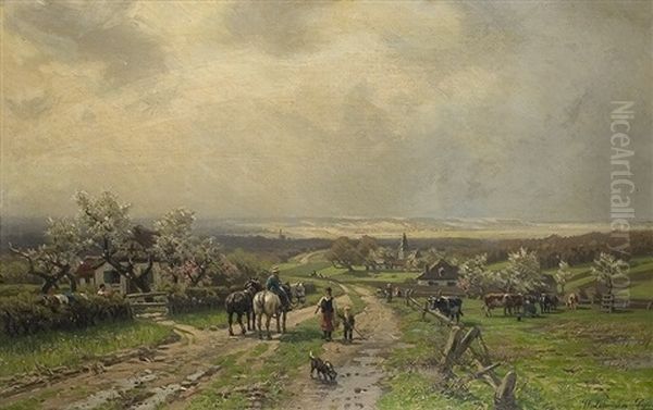 Springtime Over The Valley Oil Painting by Wilhelm Lommen