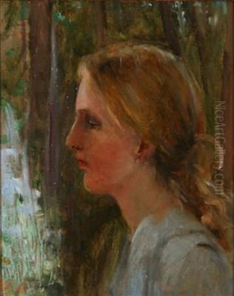 Portrait Of A Young Woman Oil Painting by Emilia Loenblad