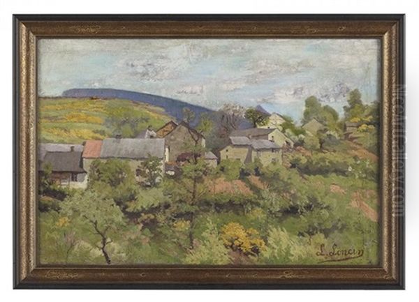 Village Landscape Oil Painting by Louis Loncin