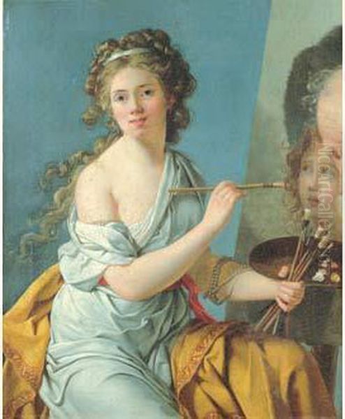 Autoportrait Copiant Le Belisaire Et L'enfant Oil Painting by Marie Guilhelmine Benoist