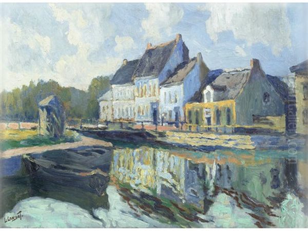 Houses Beside A Canal Oil Painting by Leon Londot