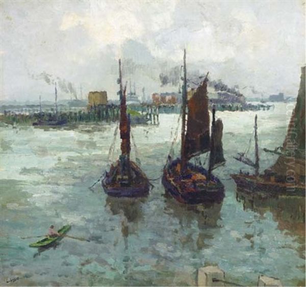 The Harbour Of Antwerp Oil Painting by Leon Londot