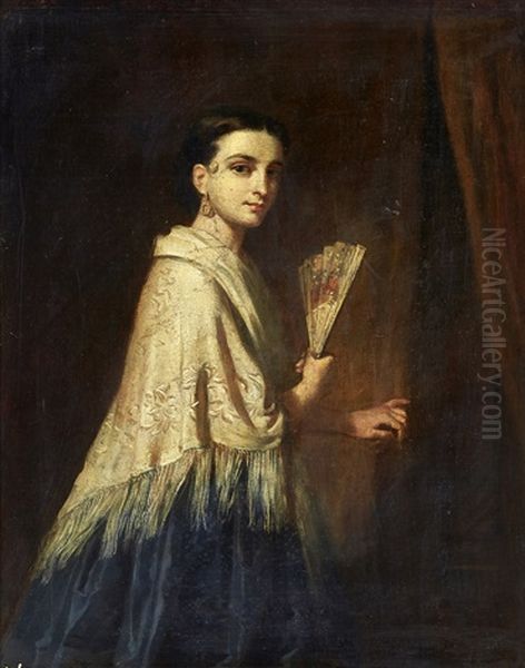 Spanish Lady With A Fan Oil Painting by Edwin Long