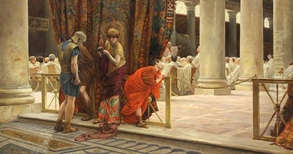 Claudius Appears Before The Senate Oil Painting by Edwin Long