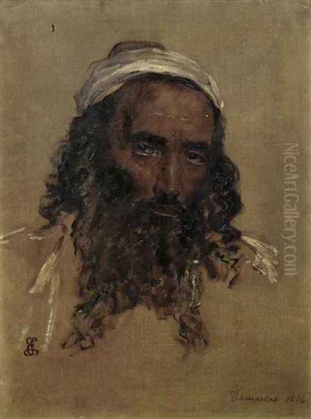 Middle Eastern Head Studies Oil Painting by Edwin Long