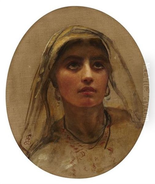 An Arab Girl Oil Painting by Edwin Long