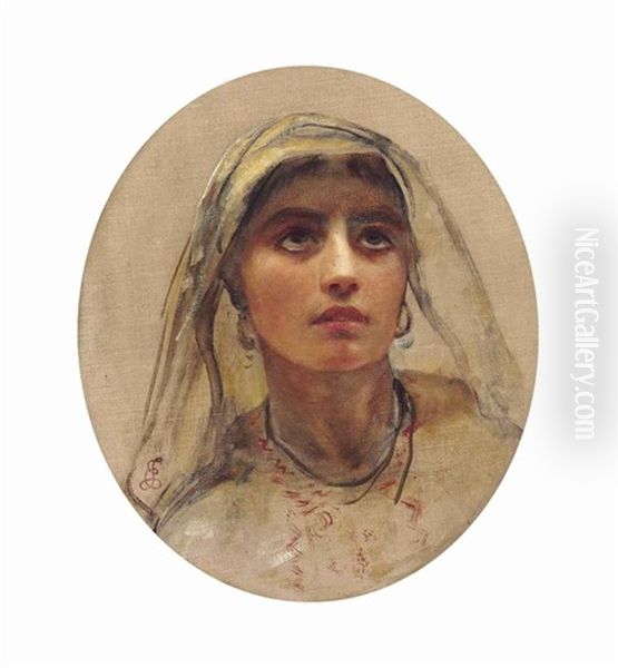 An Arab Girl Oil Painting by Edwin Long