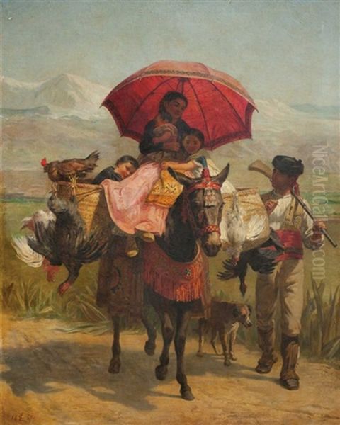 Going To Market Oil Painting by Edwin Long