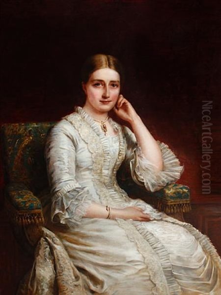 Portrait Of A Seated Lady Oil Painting by Edwin Long