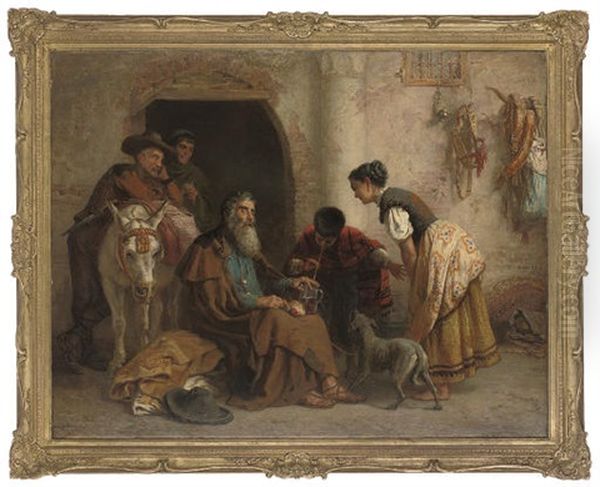 Lazarillo And The Blind Beggar Oil Painting by Edwin Long