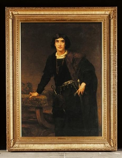 Henry Irving As Hamlet Oil Painting by Edwin Long