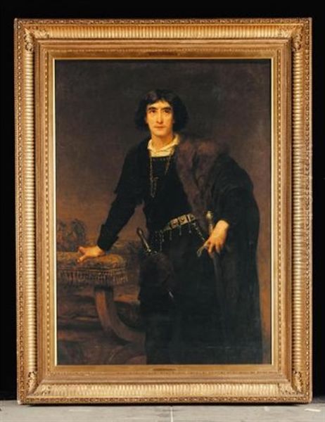 Henry Irving As Hamlet Oil Painting by Edwin Long