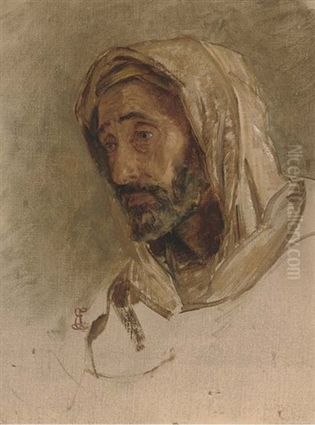 Portrait Of A Man In Arab Dress Oil Painting by Edwin Long