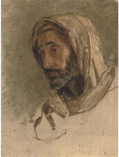 Portrait Of A Man In Arab Dress Oil Painting by Edwin Long