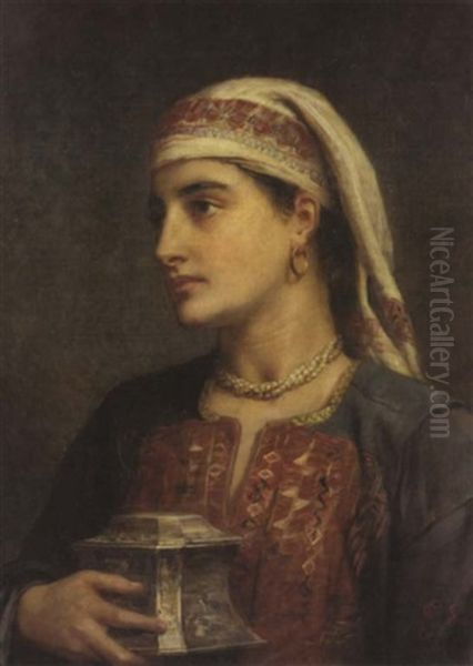 Mrs. Patrick Campbell In Balkan Dress Oil Painting by Edwin Long