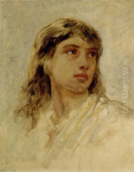 A Young Arab Girl Oil Painting by Edwin Long