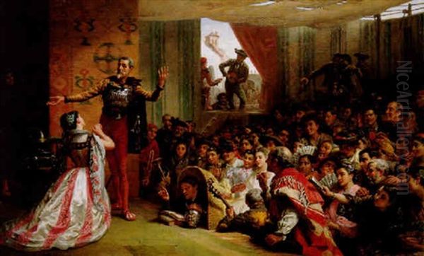 Theaterauffuhrung In Spanien Oil Painting by Edwin Long