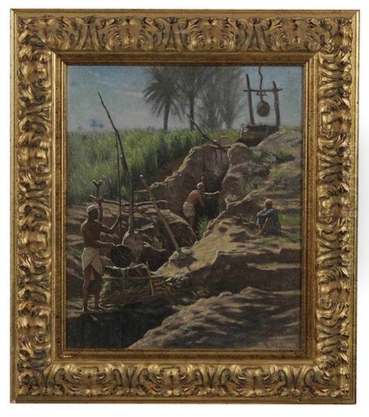 Egyptians At A Well Oil Painting by Ernest Wadsworth Longfellow