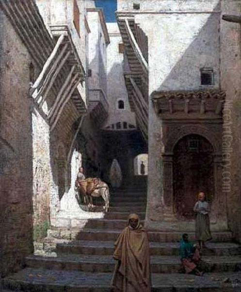 Sunlight And Shadow (a Stairway Passage) Oil Painting by Ernest Wadsworth Longfellow