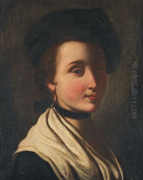 Portrat Einer Jungen Dame Mit Hut Oil Painting by Alessandro Longhi