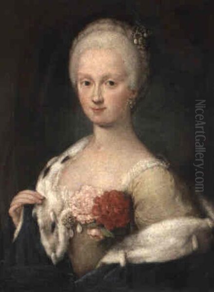 Portrait Einer Adeligen Dame In Blauem Mantel Oil Painting by Alessandro Longhi