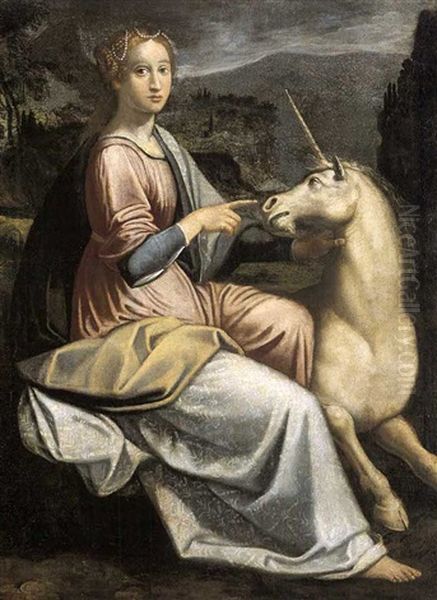 Dama Con L'unicorno Oil Painting by Barbara Longhi