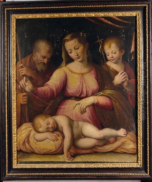 Sacra Famiglia Con San Giovannino Oil Painting by Lucca Longhi