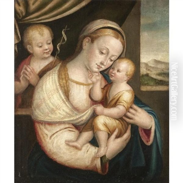 The Madonna And Child With The Infant Saint John The Baptist Oil Painting by Lucca Longhi