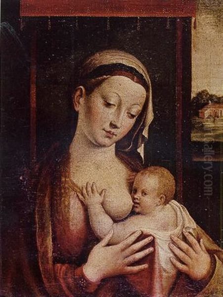 Madonna Suckling The Child Oil Painting by Lucca Longhi